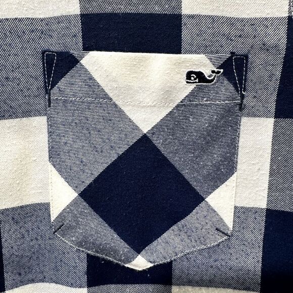 Vineyard Vines Chilmark Button Top Women 10 Blue Buffalo Plaid Relaxed Flannel - Picture 5 of 15